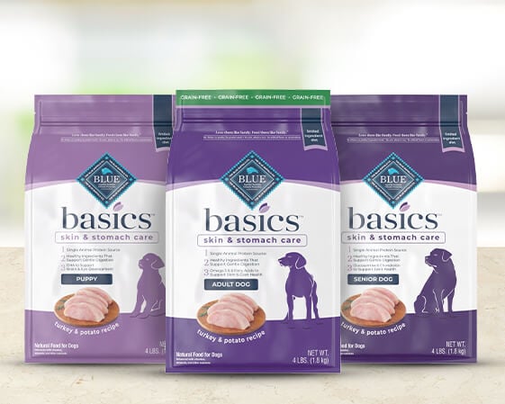 bags of blue basics dry dog food