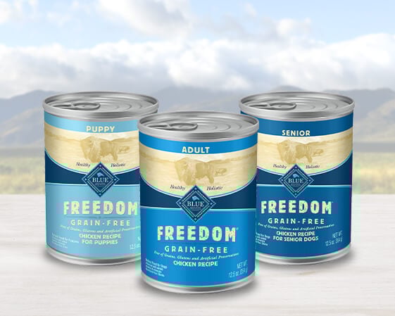 cans of blue freedom wet dog food