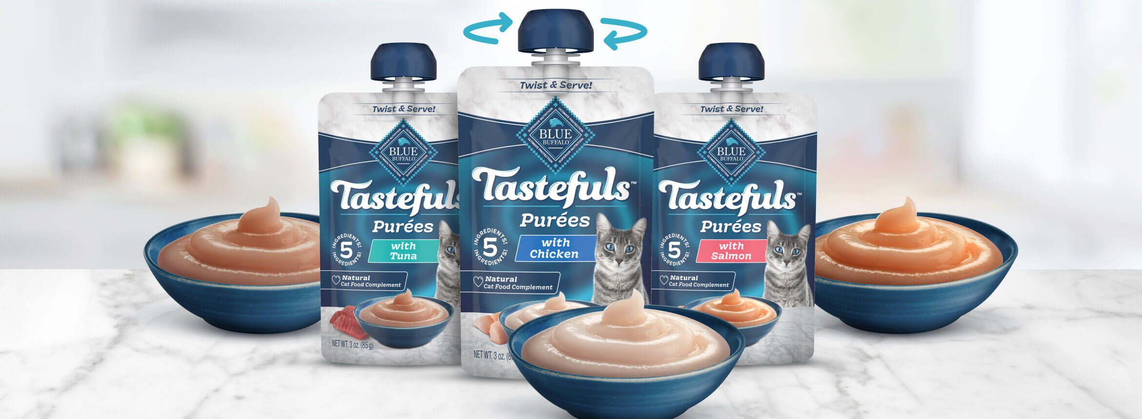 Tasteful cat Purées three package hero image