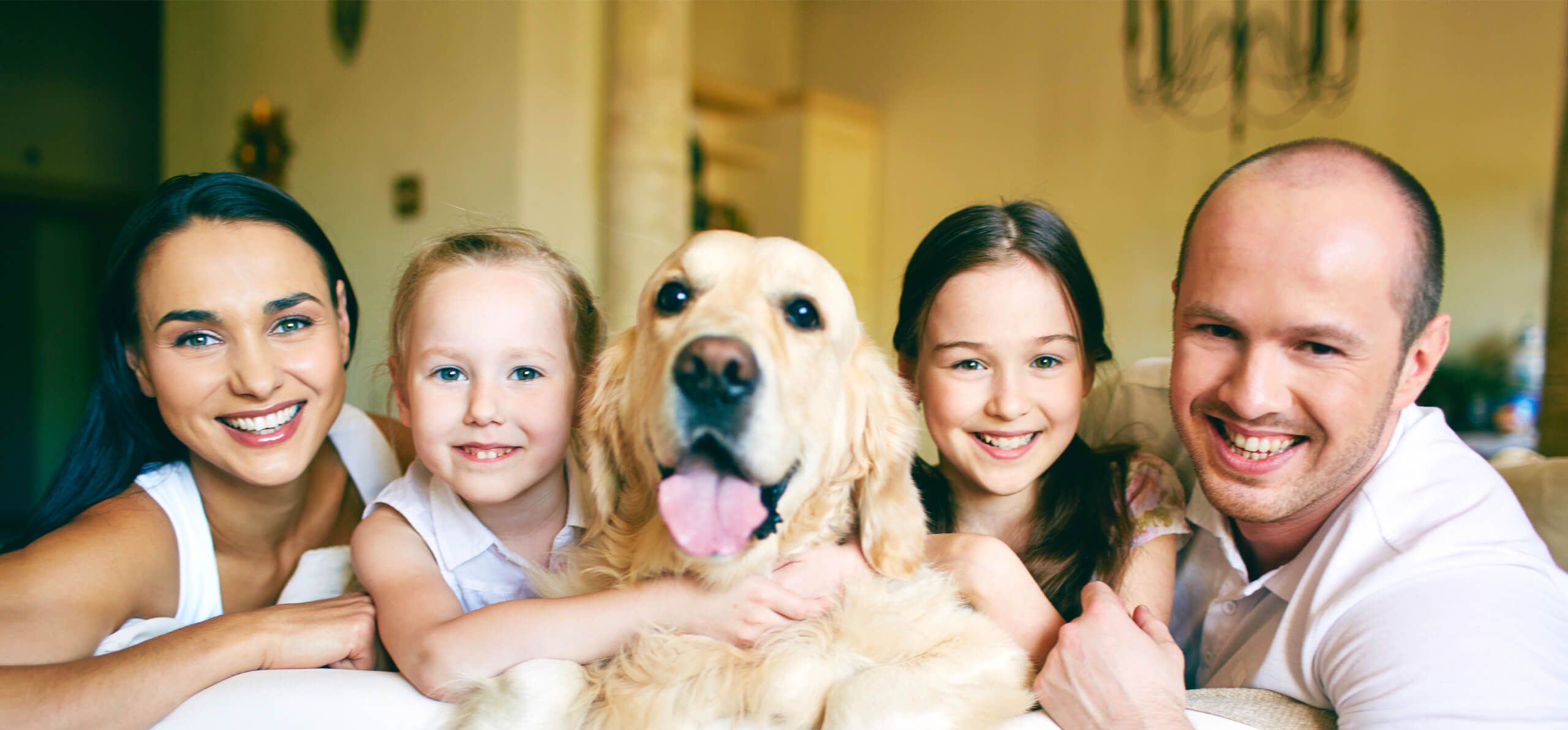 family photo with dog