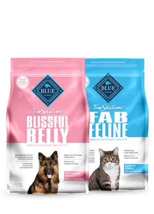 True Blue Solutions Blissful Belly dog food and Fab Feline cat food