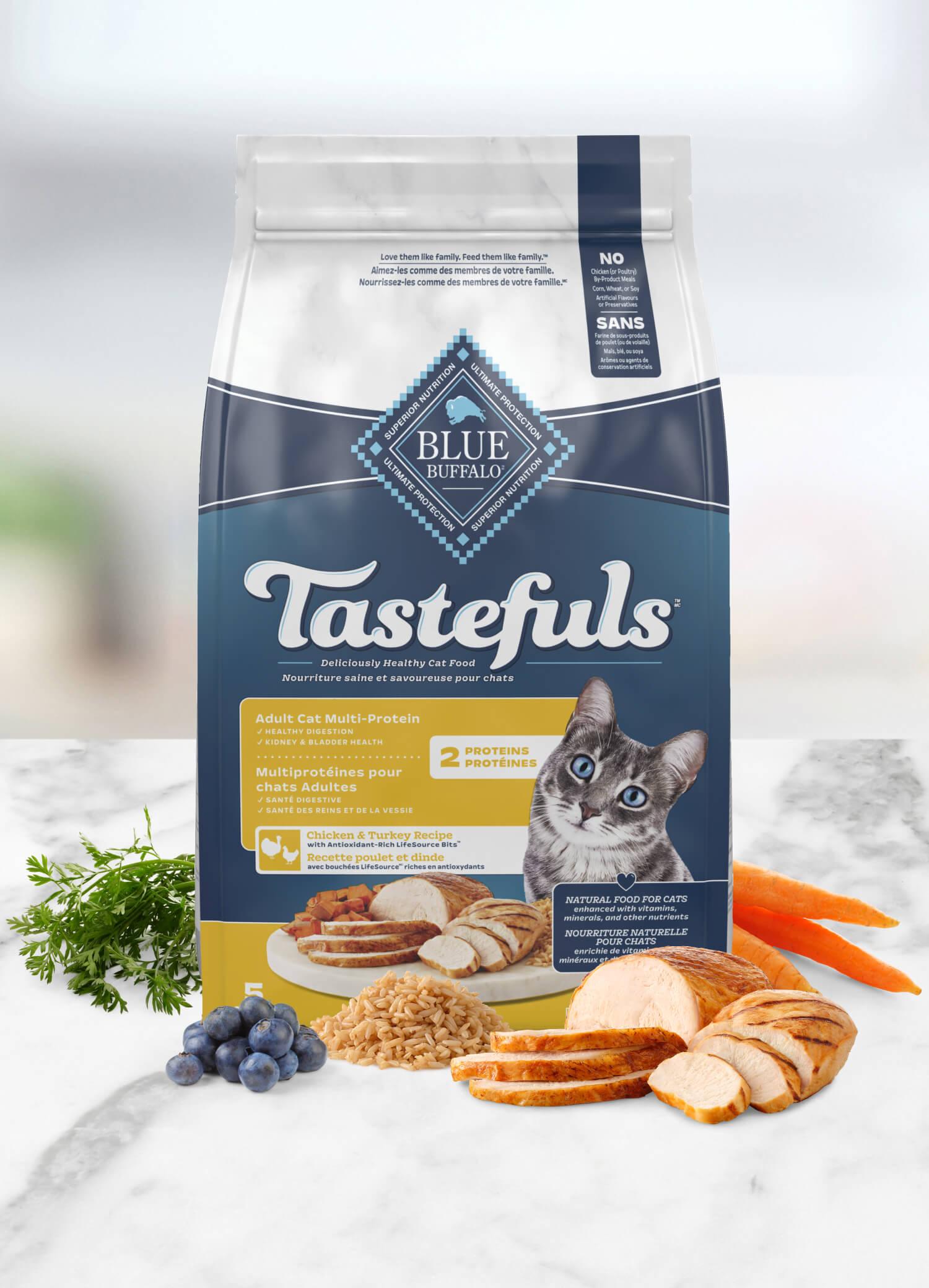 blue tastefuls™ multiprotéines recette poulet et dinde pour chats adultes chat nourriture sèche