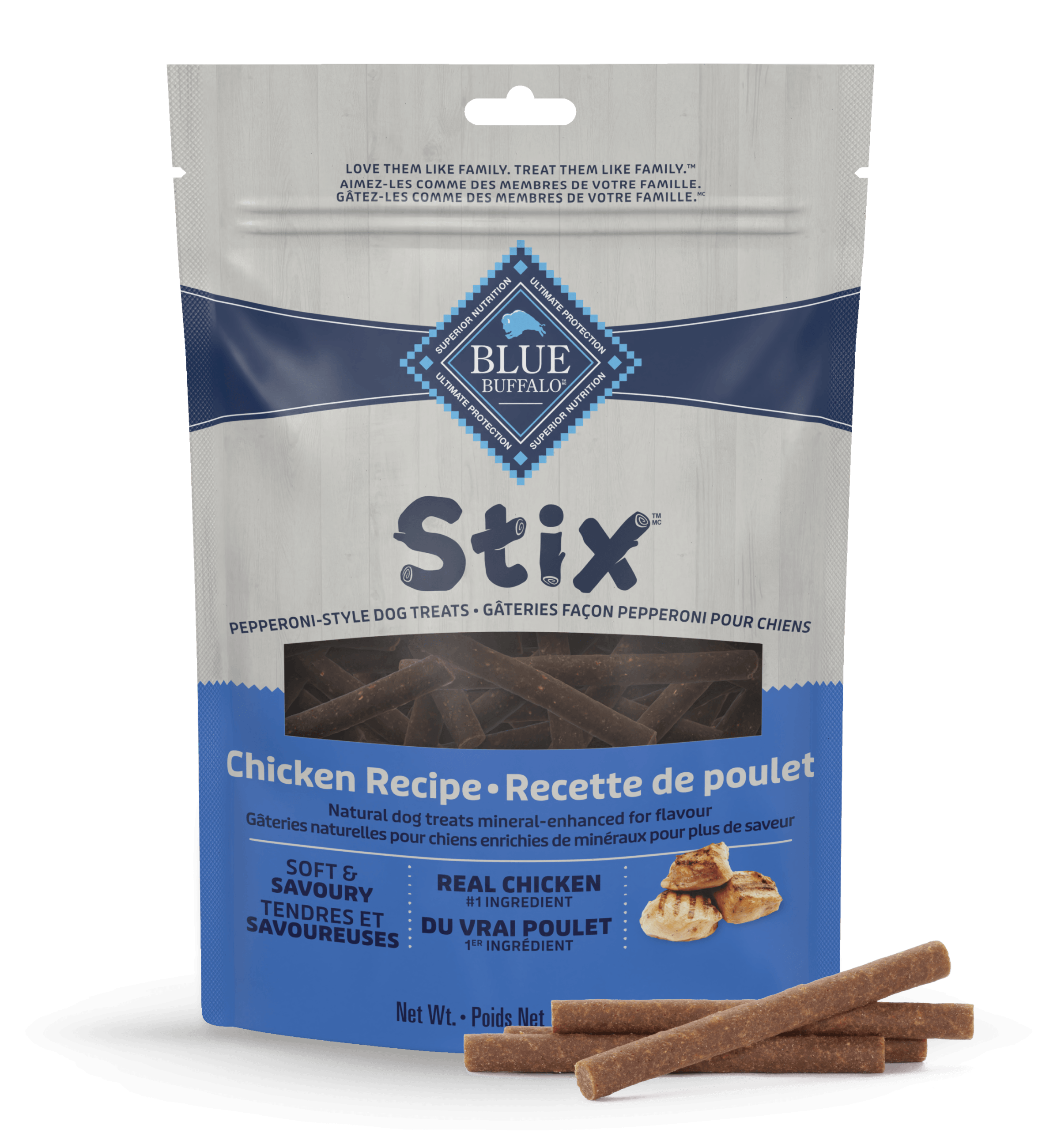 blue stix gâteries tendres avec arôme de poulet chien gateries