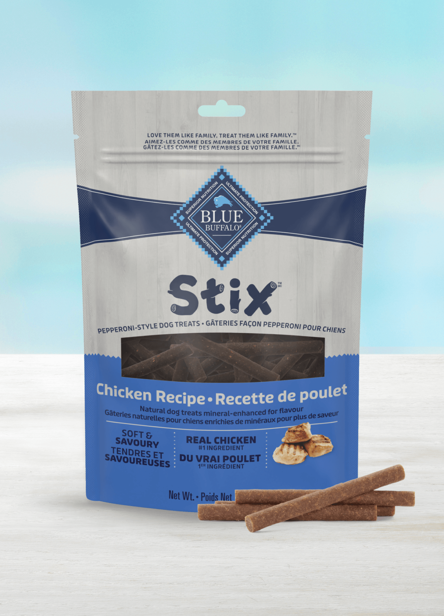 blue stix gâteries tendres avec arôme de poulet chien gateries