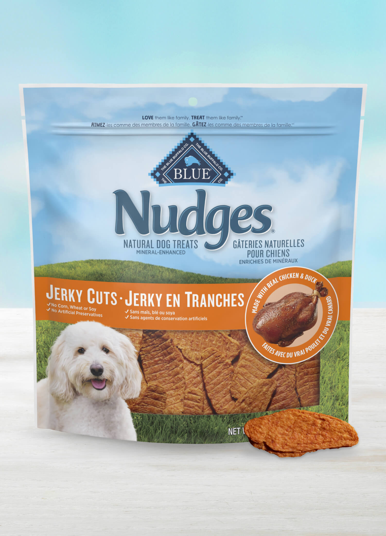 blue nudges gâteries jerky cuts au poulet et au canard riches en protéines chien gateries