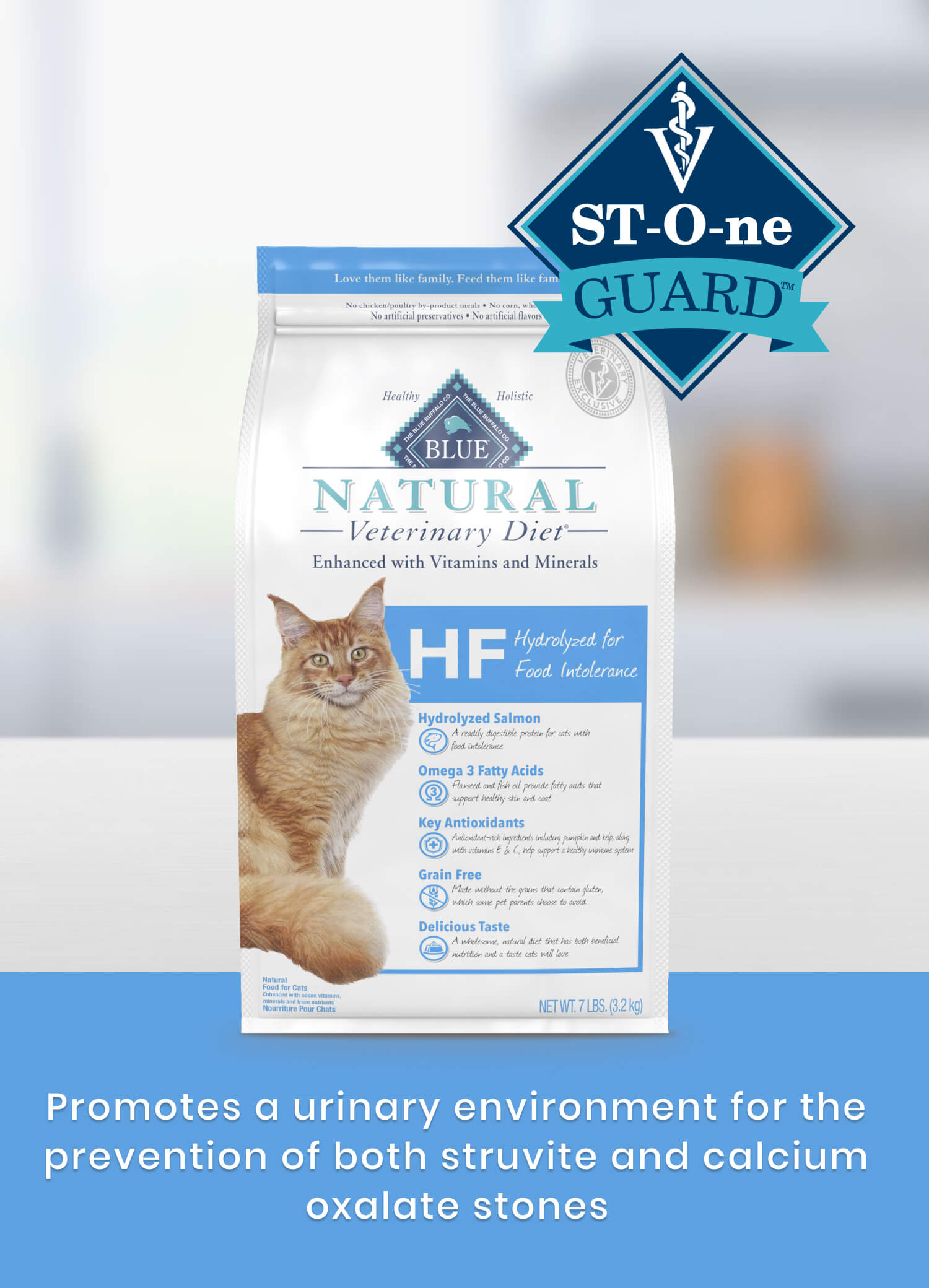 HF Hydrolyzed for Food Intolerance St-O-ne Guard  Promotes a urinary environment for the prevention of both struvite and calcium oxalate stones