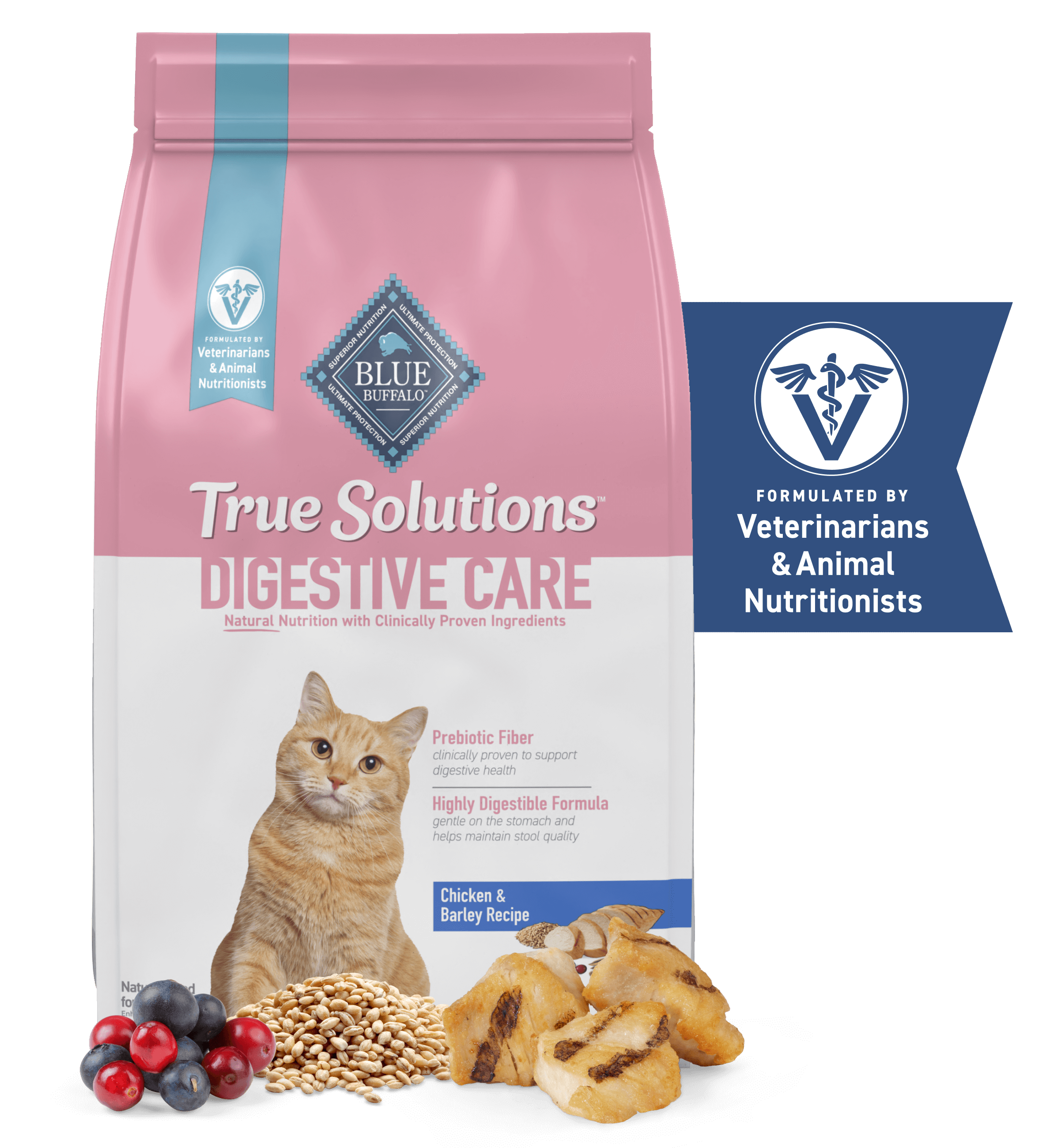 blue true solutions digestive care chicken & barley recipe cat dry food