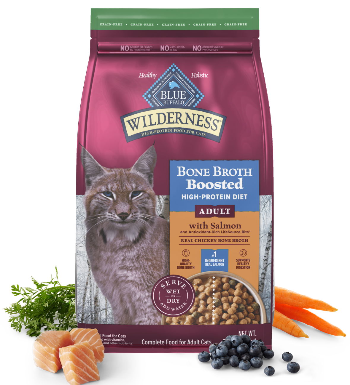 blue buffalo wilderness bone broth boosted adult dry food salmon recipe cat dry food