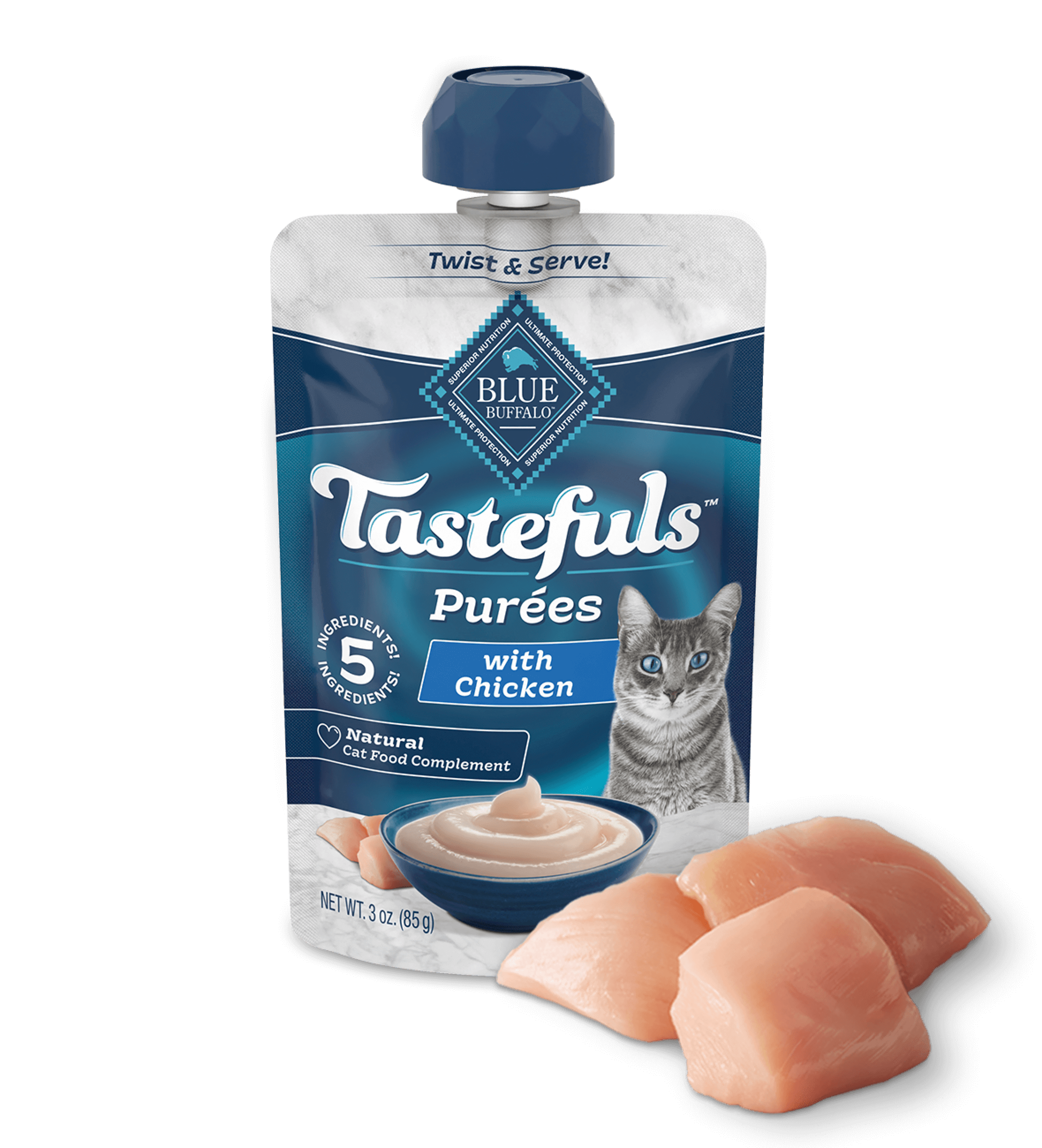 blue tastefuls purées with chicken cat wet food