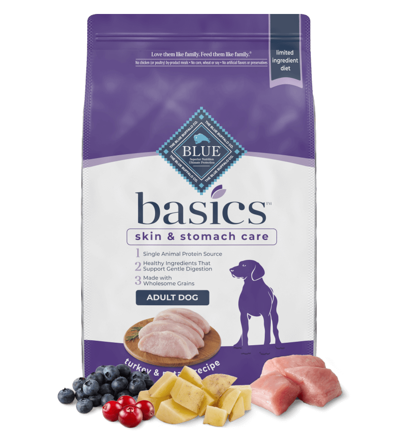 blue basics adult turkey & potato recipe dog dry food
