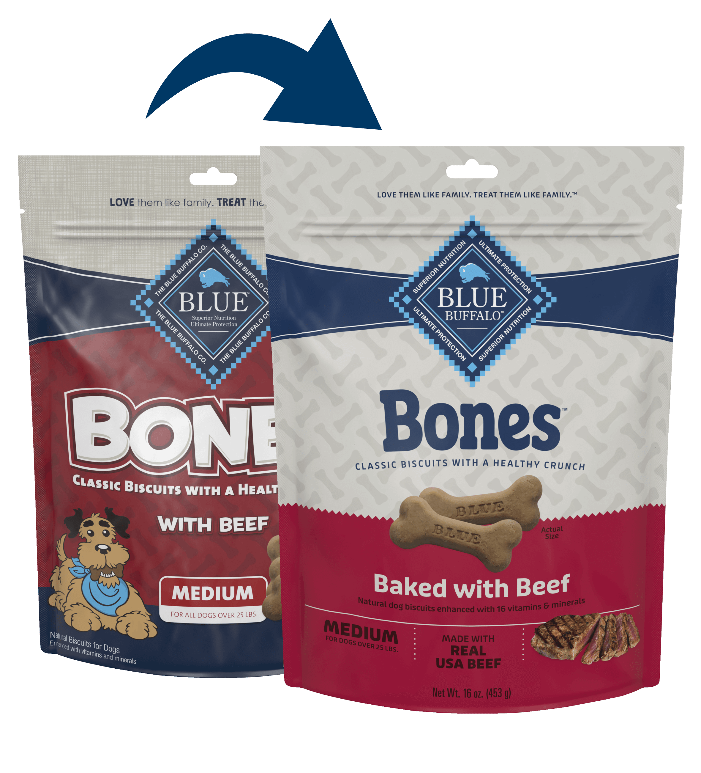 blue bones medium bones baked with beef dog treats