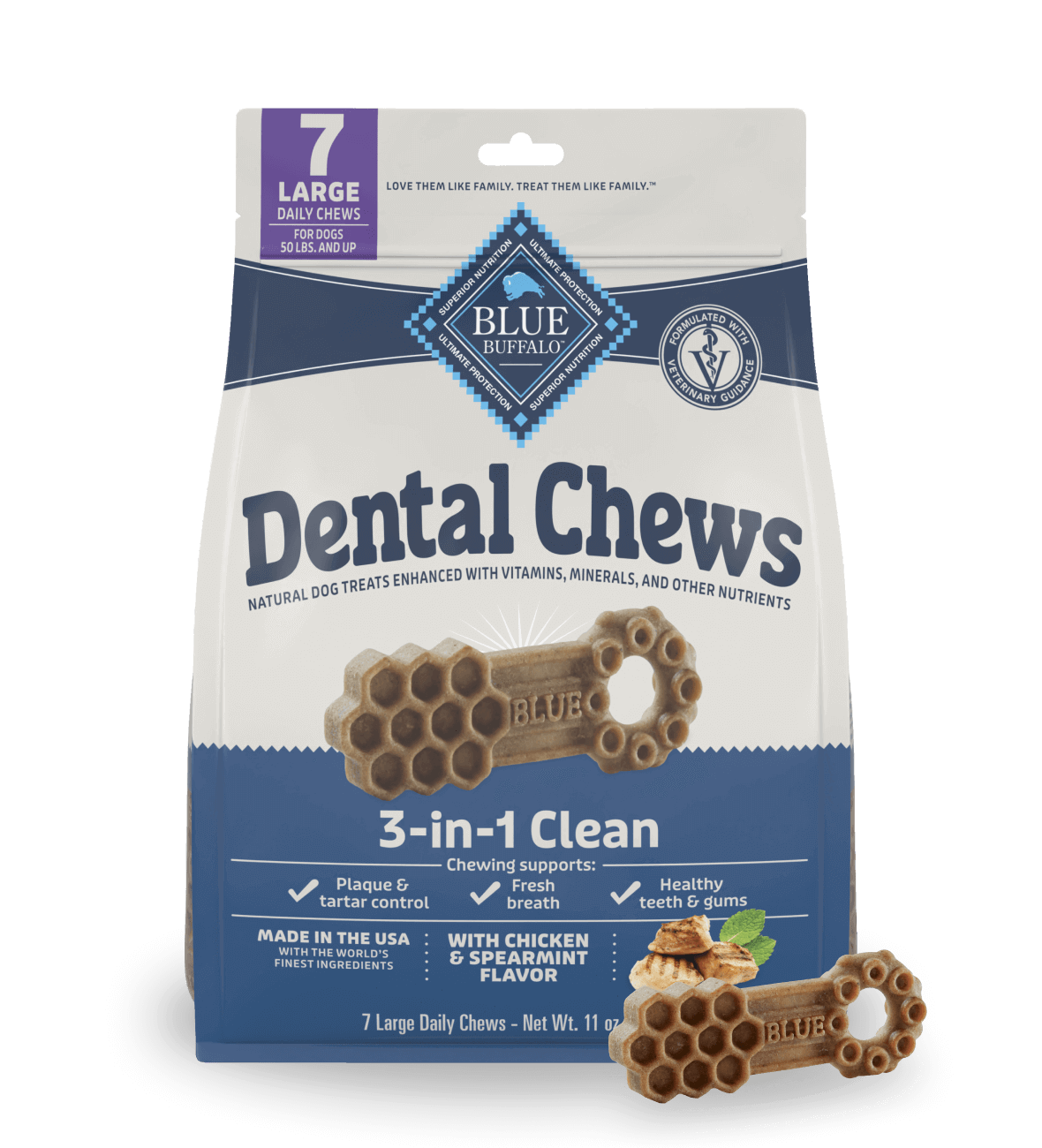 blue dental chews large dental chews with chicken & spearmint dog treats