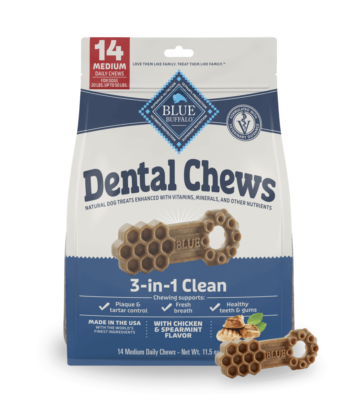blue dental chews medium dental chews with chicken & spearmint dog treats