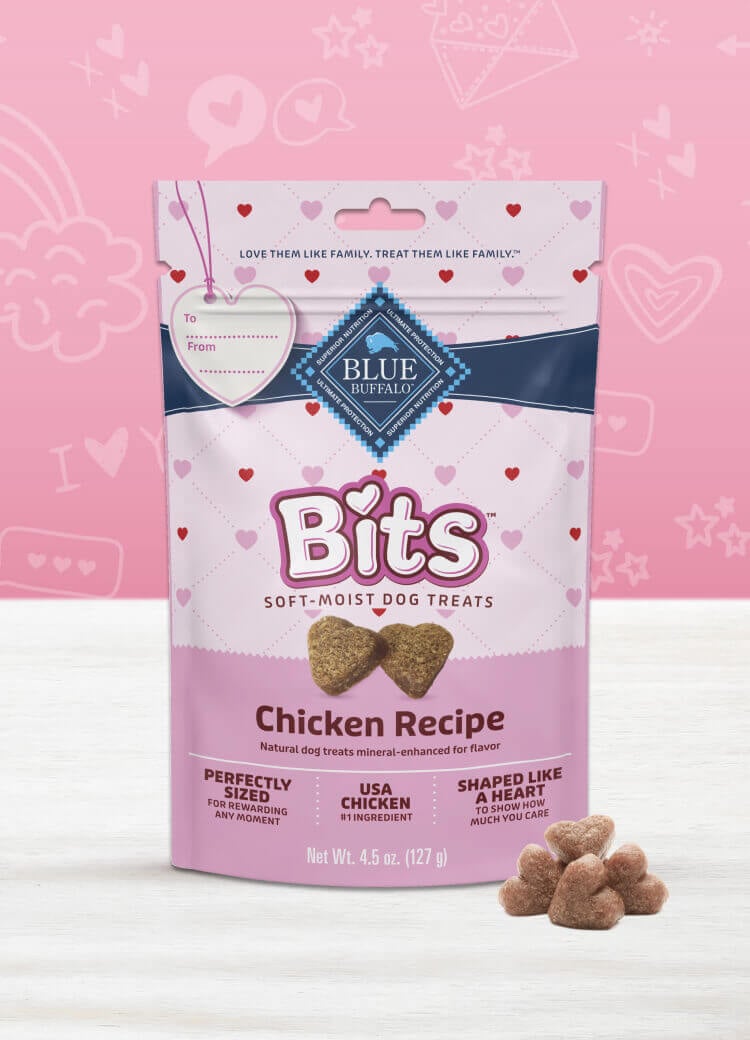 BLUE Bits Valentine Chicken Soft-Moist Dog Training Treats