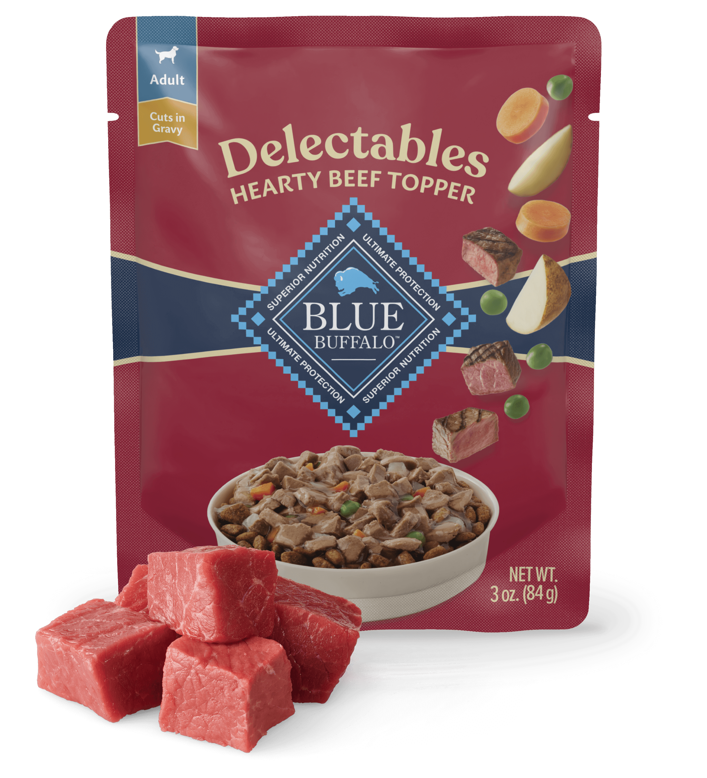 Blue Delectables Hearty Beef Topper Adult Dog Wet Pouch