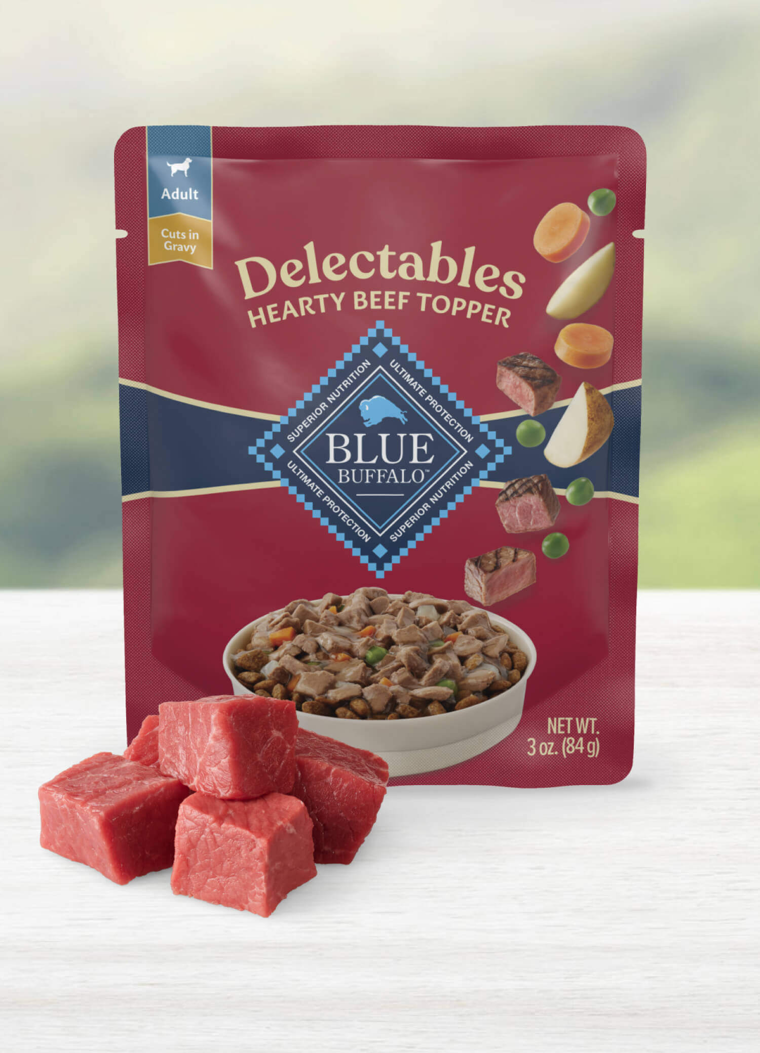 Blue Delectables Hearty Beef Topper Adult Dog Wet Pouch