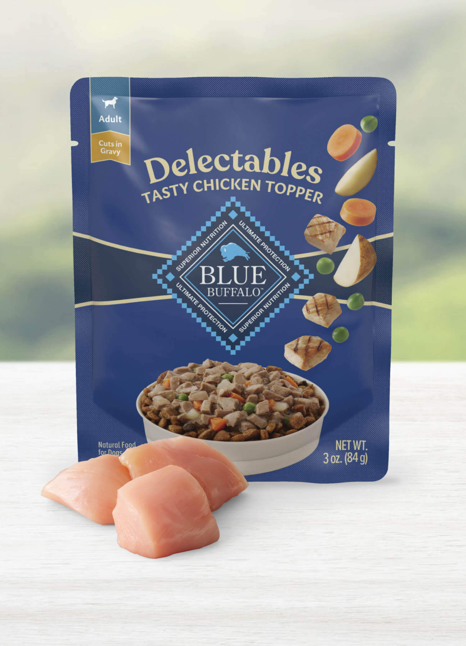 Blue Delectables Tasty Chicken Topper Adult Dog Wet Pouch