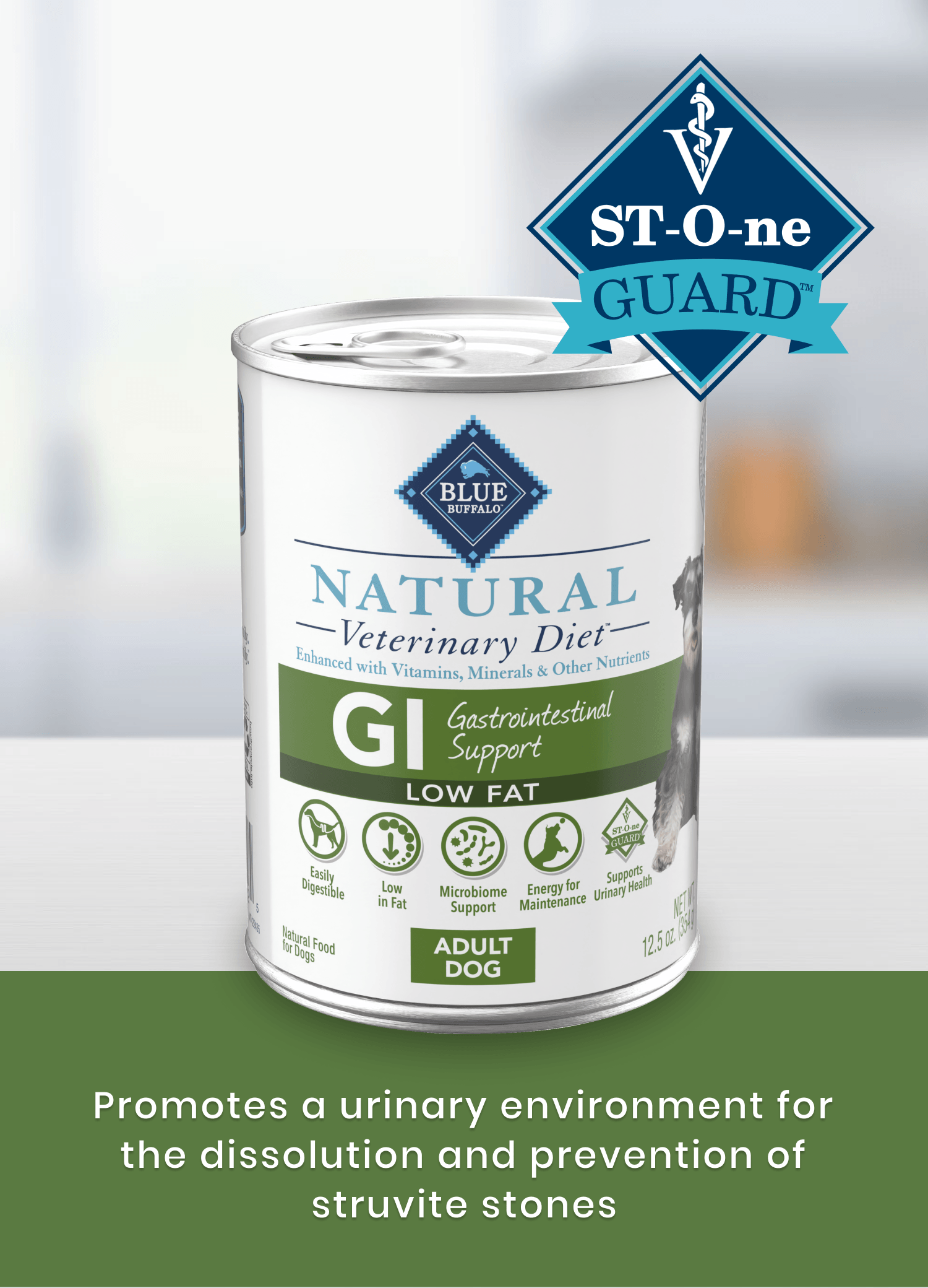 Natural Veterinary Diet dog food promotes urinary health and helps prevent stones in dogs.