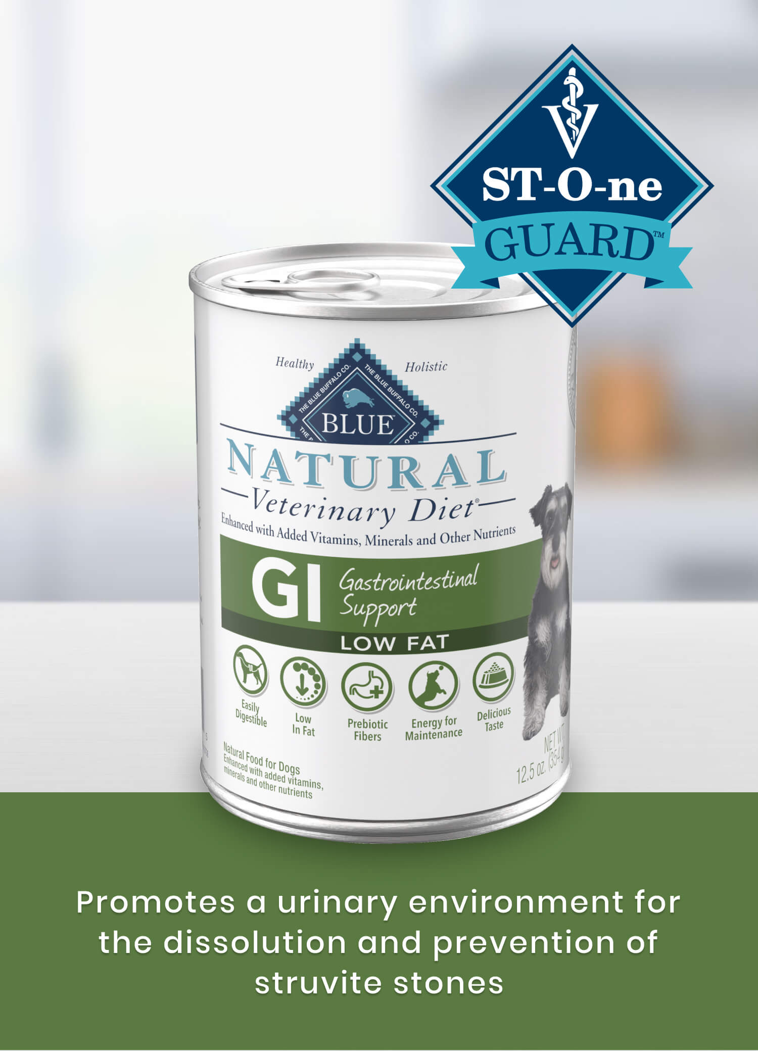 GI Gastrointestinal Support Low Fat St-O-ne Guard Promotes a urinary environment for the dissolution and prevention of struvite stones