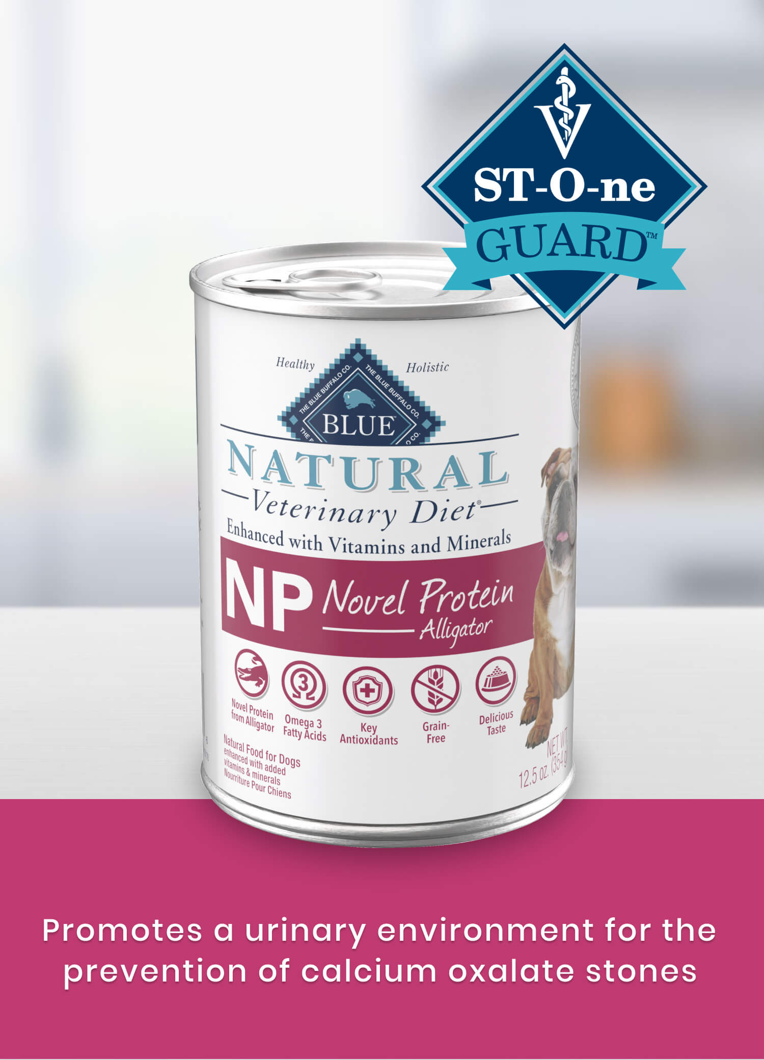 NP Novel Protein Alligator St-O-ne Guard Promotes a urinary environment for the prevention of calcium oxalate stones